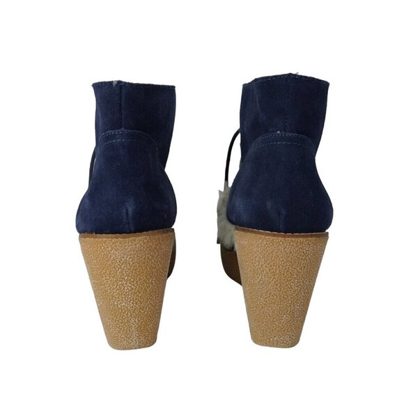 NWT Navy Gap Suede & Shearling Gwen‎ Ankle Boots Sz 9 - Picture 3 of 6